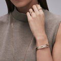 Antifer bangle in pink gold 18 carats paved with diamonds