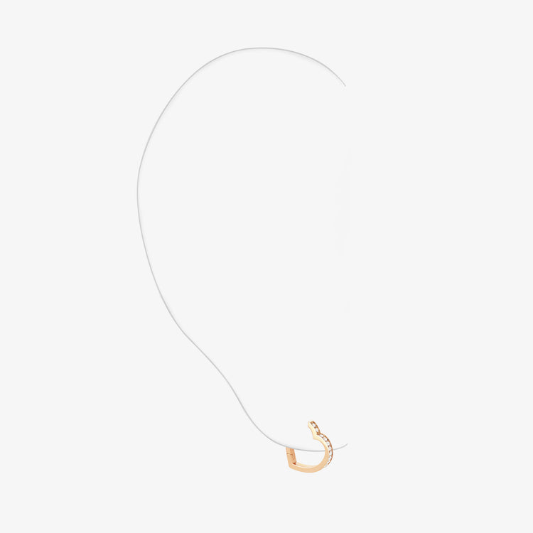 Heart hoop earring in 18-carat pink gold with diamond-paved