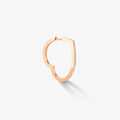 Heart hoop earring in 18-carat pink gold with diamond-paved
