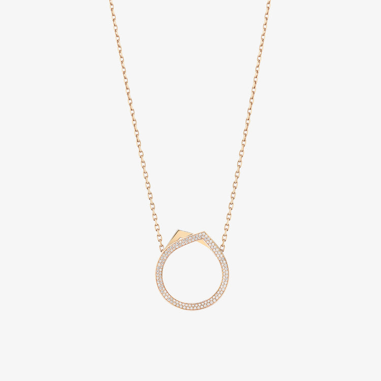 Antifer long pendant in pink gold paved with diamonds