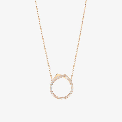 Antifer 10 years pendant in pink gold 18 carats paved with diamonds