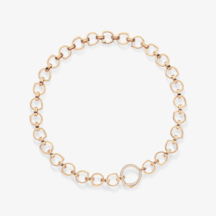 Chain necklace Antifer 10 years in pink gold 18 carats paved with diamonds