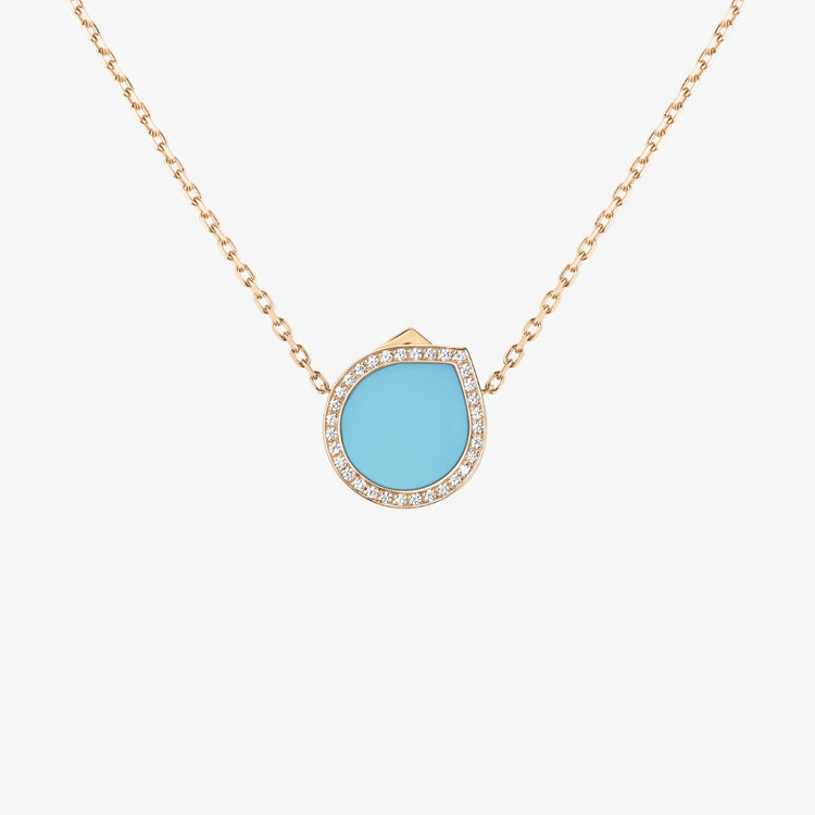Antifer Chromatic Turquoise pendant in pink gold paved with diamonds