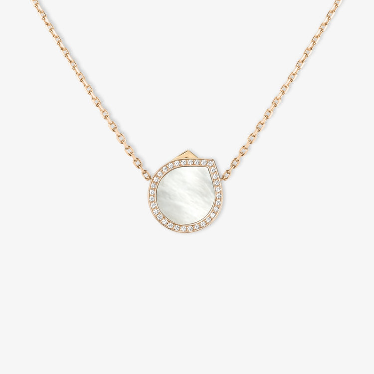 Antifer Chromatic Mother of Pearl Pendant in pink gold paved with diamonds