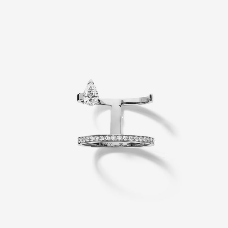 Serti sur Vide ring in white gold paved with diamonds