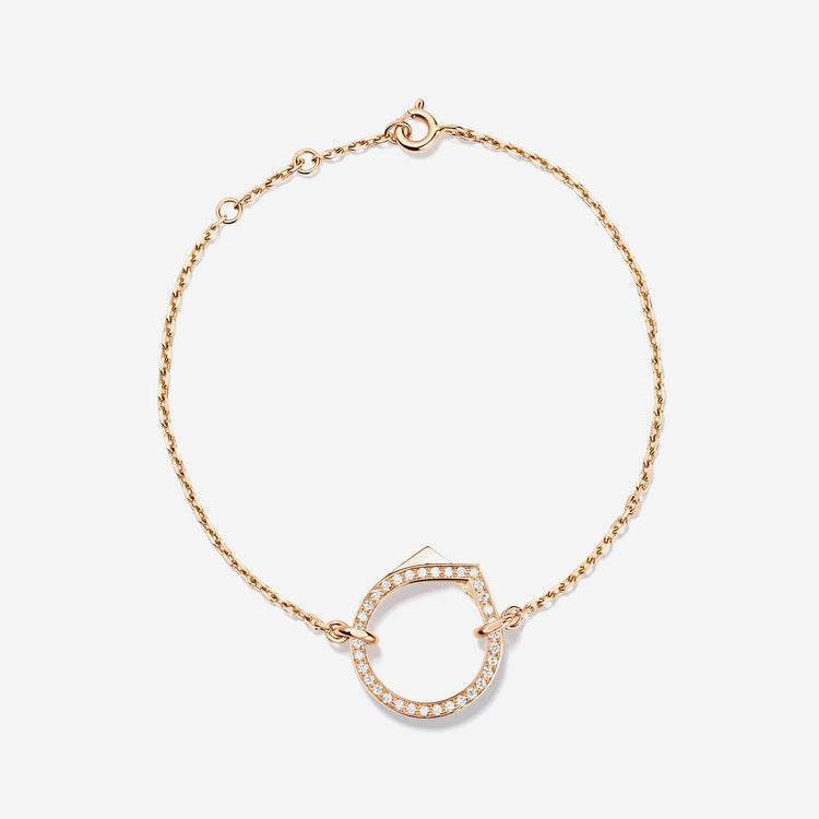 Antifer chain bracelet in pink gold paved with diamonds