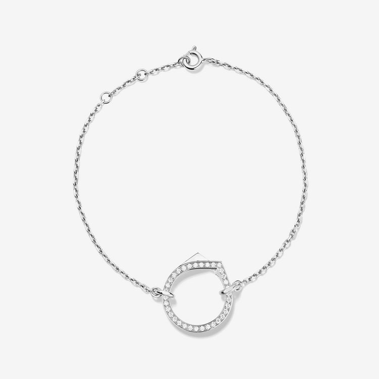 Antifer chain bracelet in white gold paved with diamonds