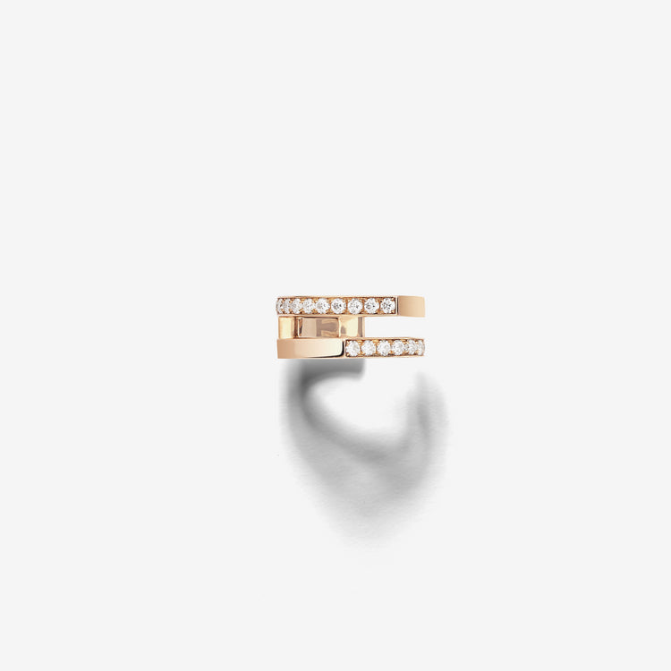 Antifer earcuff in pink gold paved with diamonds