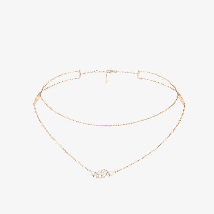 Collier Serti sur Vide en or rose serti de 4 diamants taille poire