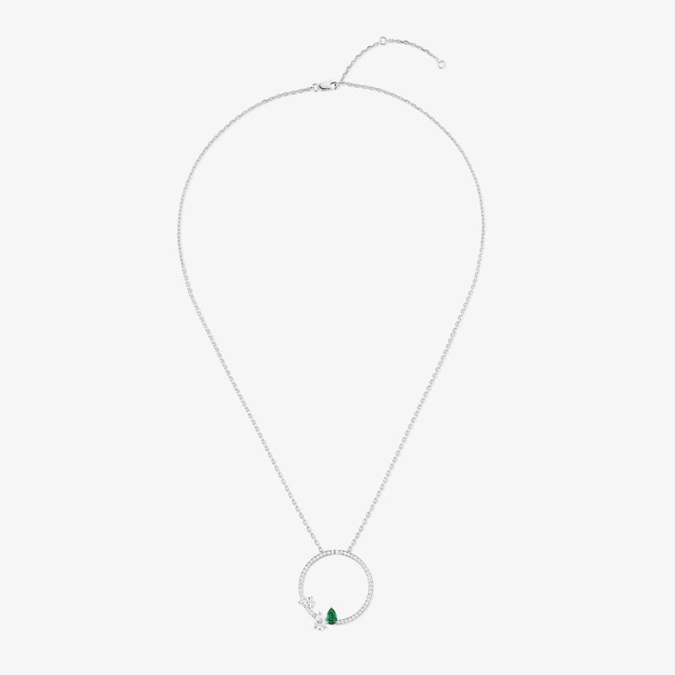 Serti sur Vide pendant set with 2 diamonds and 1 emerald