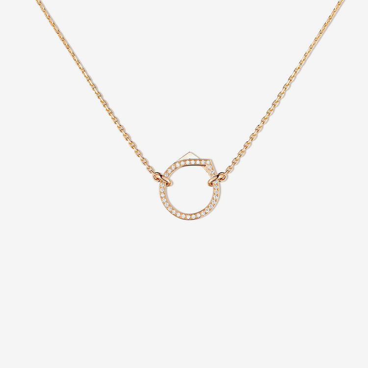 Antifer pendant in pink gold paved with diamonds