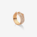Antifer 4 rows ring in pink gold 18-carats paved with diamonds-carats