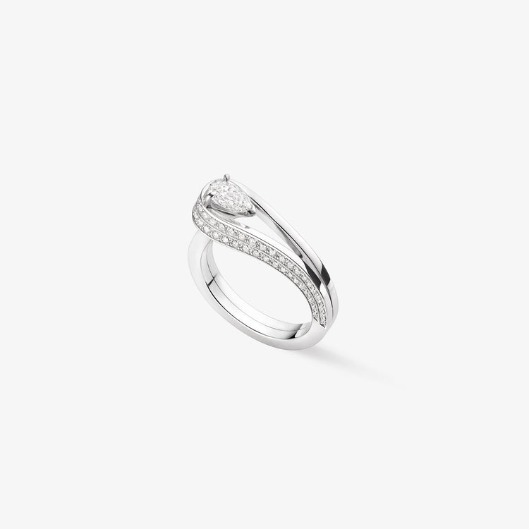 Serti Inversé ring in white gold