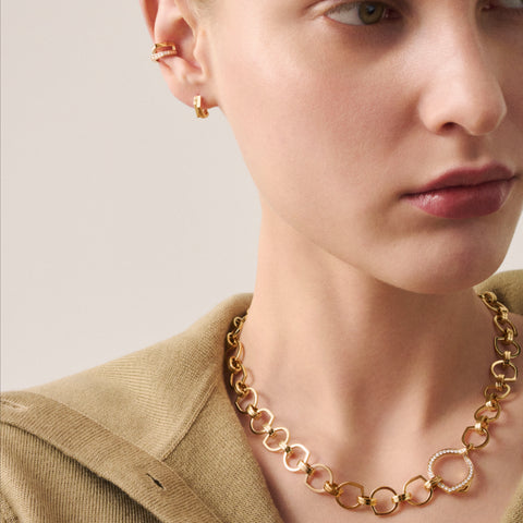 Antifer 2 rows earring in pink gold 18 carats