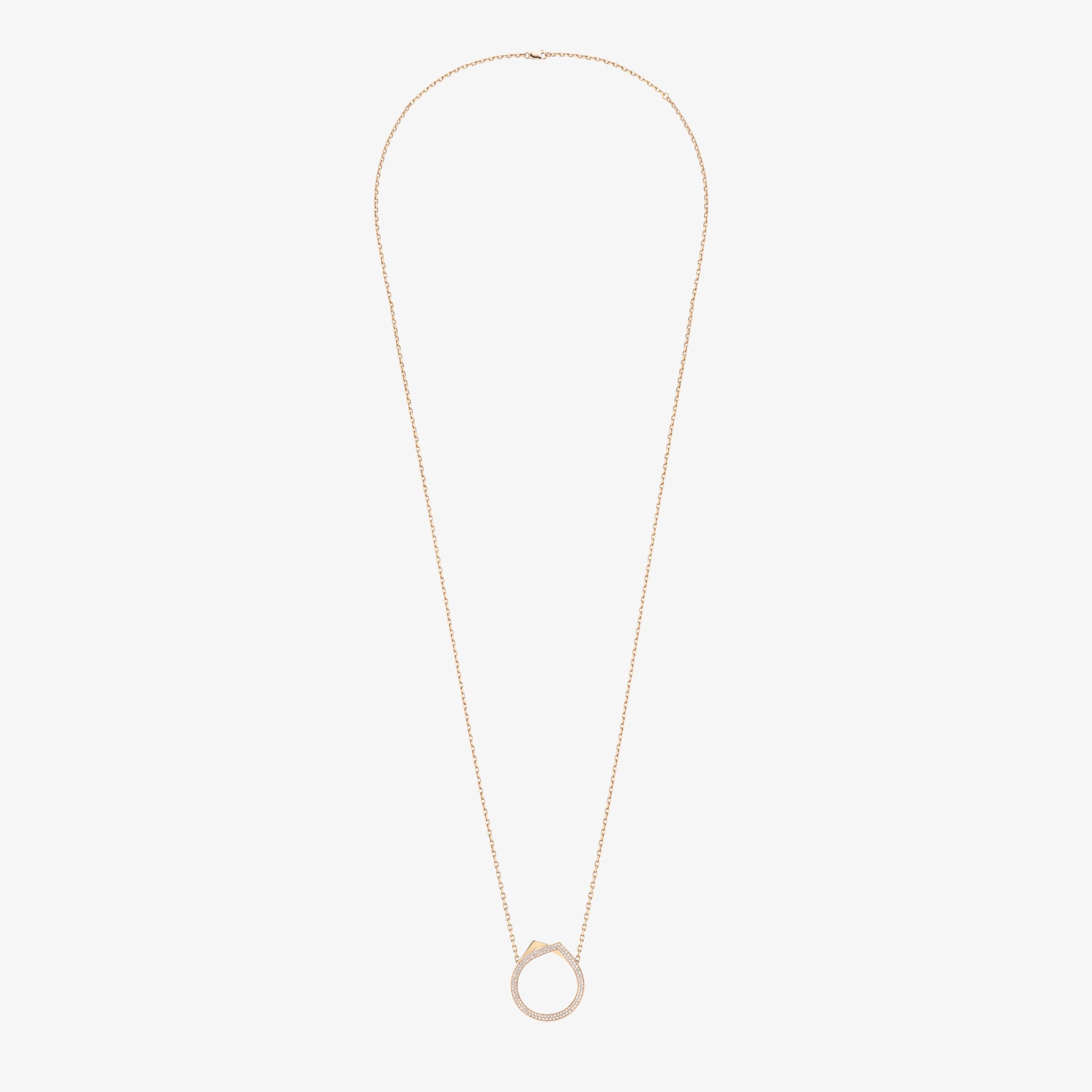 Antifer long pendant in pink gold paved with diamonds