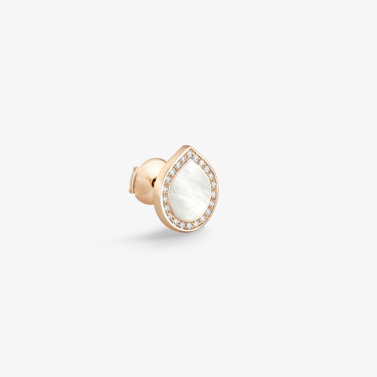Antifer Chromatic Mother of Pearl earring in pink gold paved with diamonds