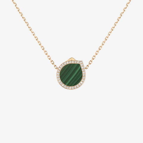 Antifer Chromatic Malachite pendant in pink gold paved with diamonds