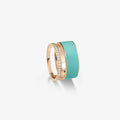 Berbere Chromatic Aqua Blue lacquer ring in pink gold paved with diamonds