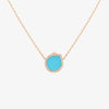 Pendant in pink gold 18 carat paved with diamonds with a Turquoise stone