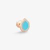 Turquoise earring paved with diamonds in pink gold 18 carats