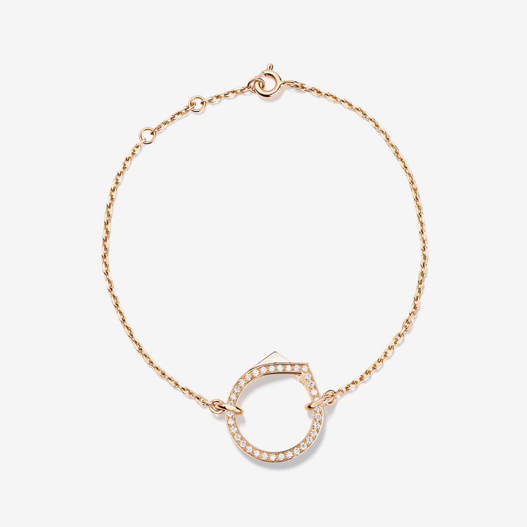 Chain bracelet in pink gold 18 carats paved with diamonds