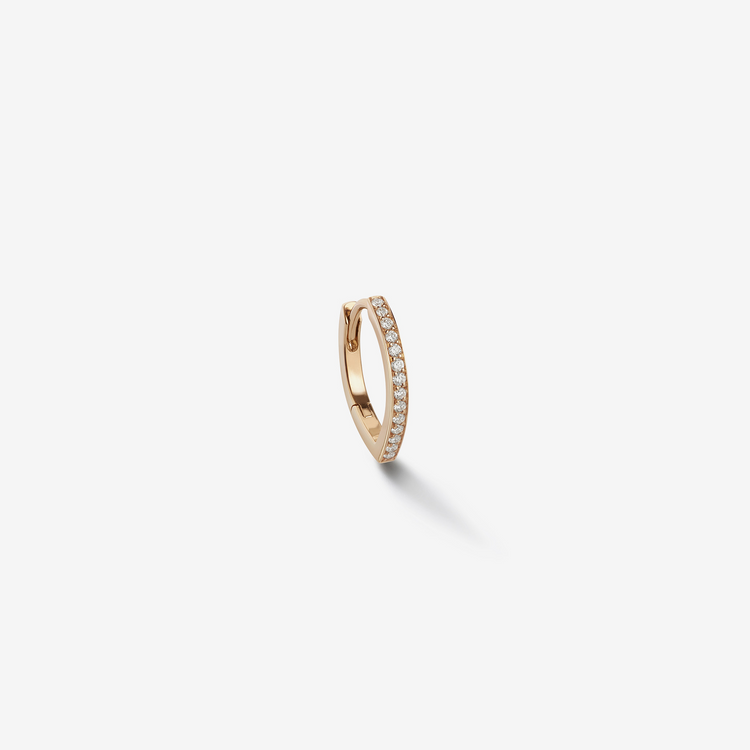 Hoop earring pink gold 18-carats paved with diamonds