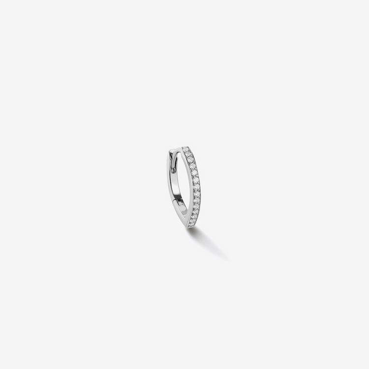 Hoop earring white gold 18-carats paved with diamonds