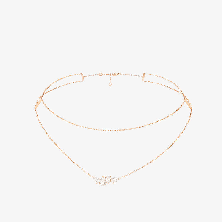 Serti sur Vide necklace in pink gold with 4 pear cut diamonds