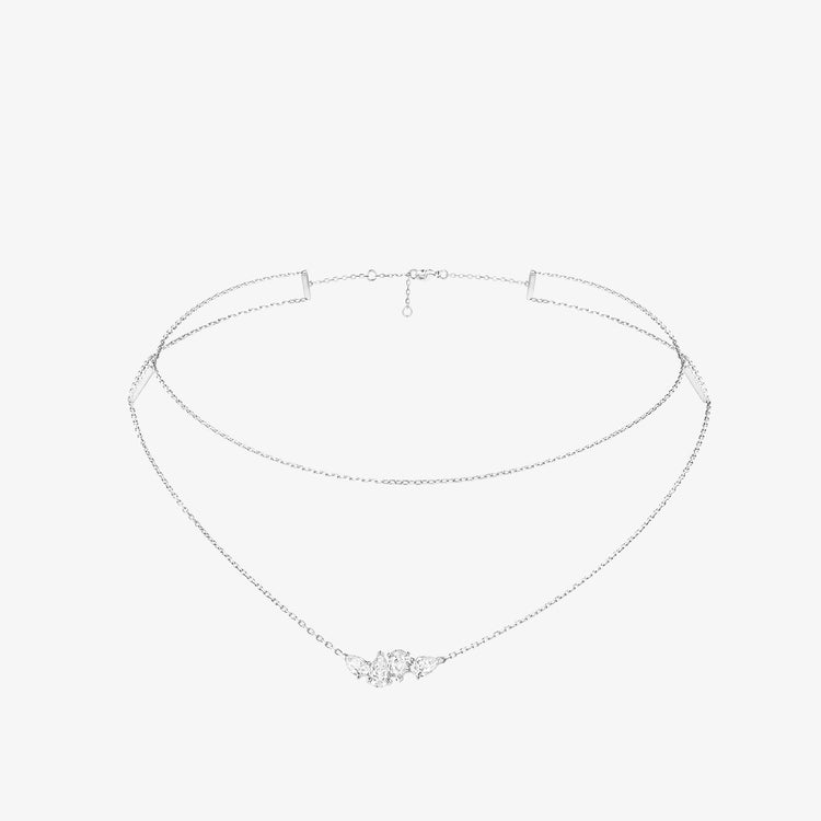Serti sur Vide necklace in white gold with 4 pear cut diamonds