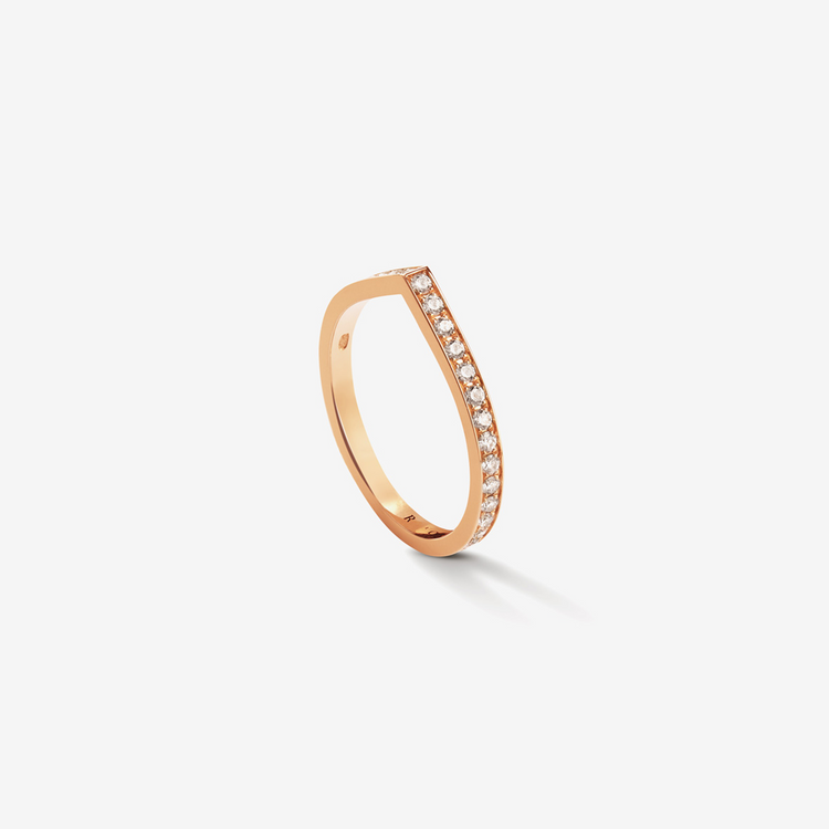 1 row ring in pink gold 18 carat paved with diamonds