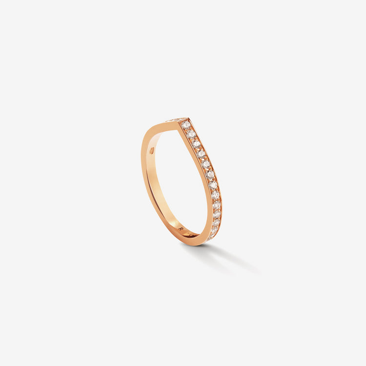 Antifer ring in pink gold paved with diamonds