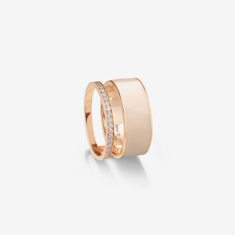 Bague Berbere Chromatic laque Nude en or rose pavée de diamants