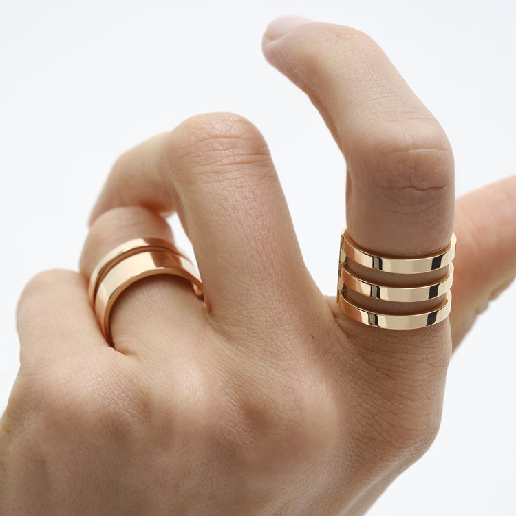 Berbere 3 rows ring in pink gold
