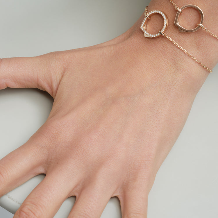 Antifer chain bracelet in pink gold paved with diamonds