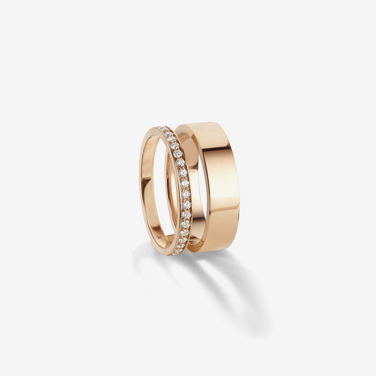 Berbere 2 rows ring in pink gold paved with diamonds